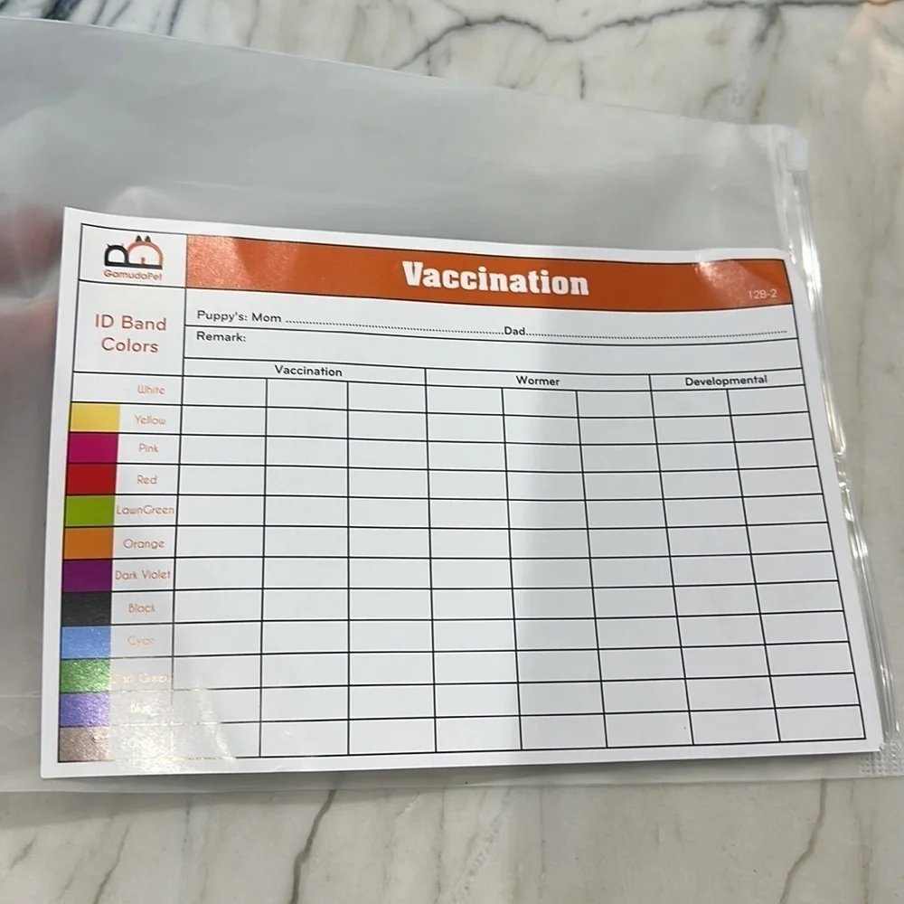 Puppy/dog collars and puppy vaccinations/weight tracking card